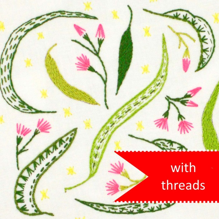 Gum Tree Leaves - KIT WITH THREADS - J-027-THRE